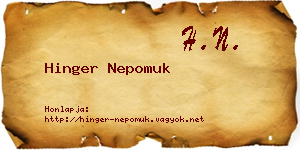 Hinger Nepomuk névjegykártya